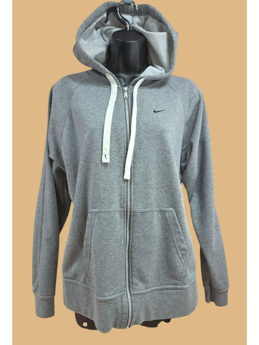 Nike Womens Oversized Gray Full-Zip Hoodie Size Medium